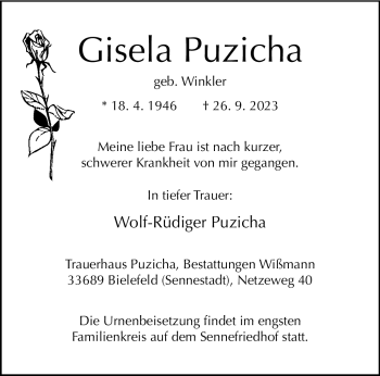 Traueranzeige von Gisela Puzicha von Westfalen Blatt
