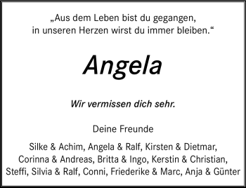 Traueranzeige von Angela  von Westfalen Blatt