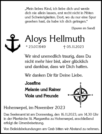 Traueranzeige von Aloys Hellmuth von Westfalen Blatt