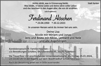 Traueranzeige von Ferdinand Höschen von Westfalen Blatt