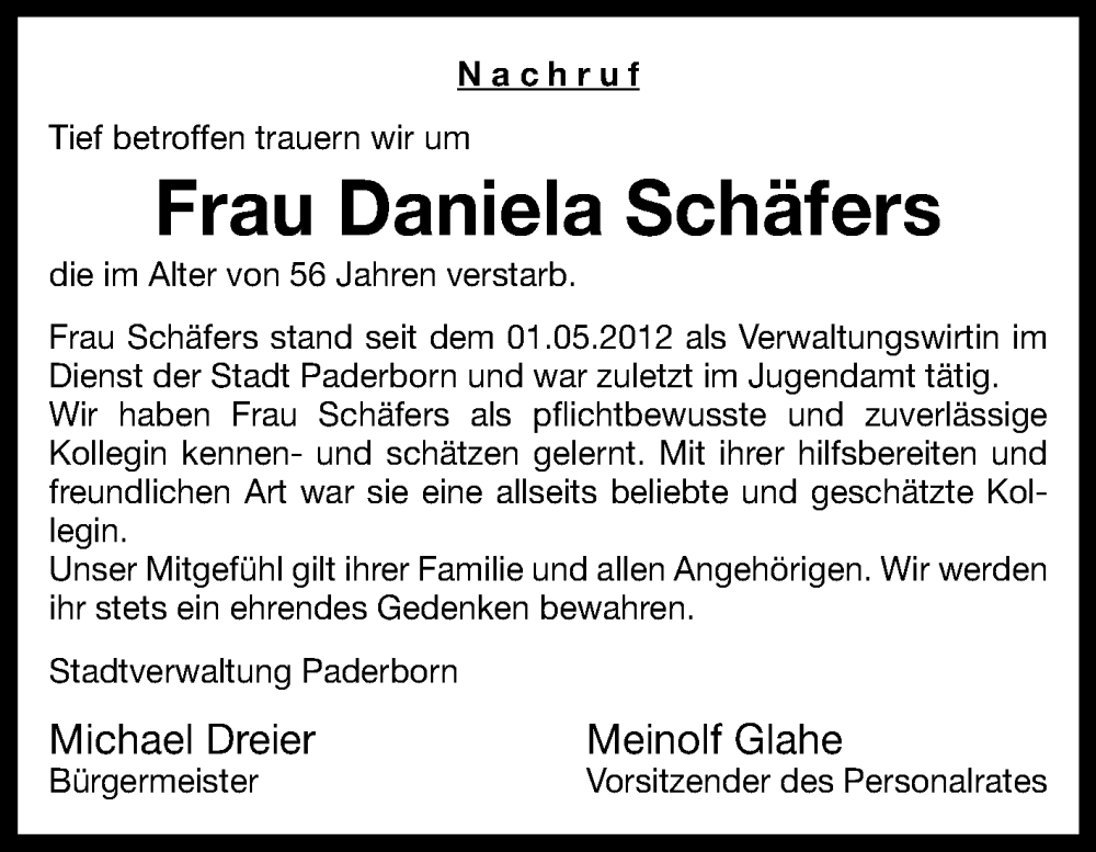  Traueranzeige für Daniela Schäfers vom 10.02.2023 aus Westfalen-Blatt