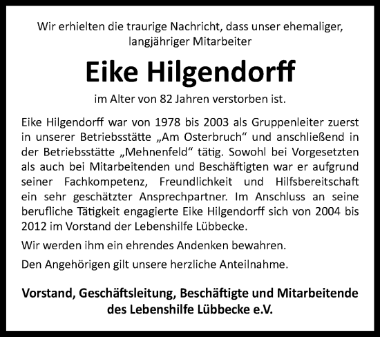 Traueranzeige von Eike Hilgendorff von Westfalen-Blatt