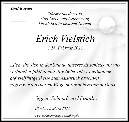Traueranzeige von Erich Vielstich von Westfalen-Blatt