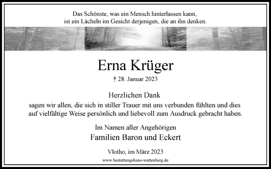 Traueranzeige von Erna Krüger von Westfalen-Blatt