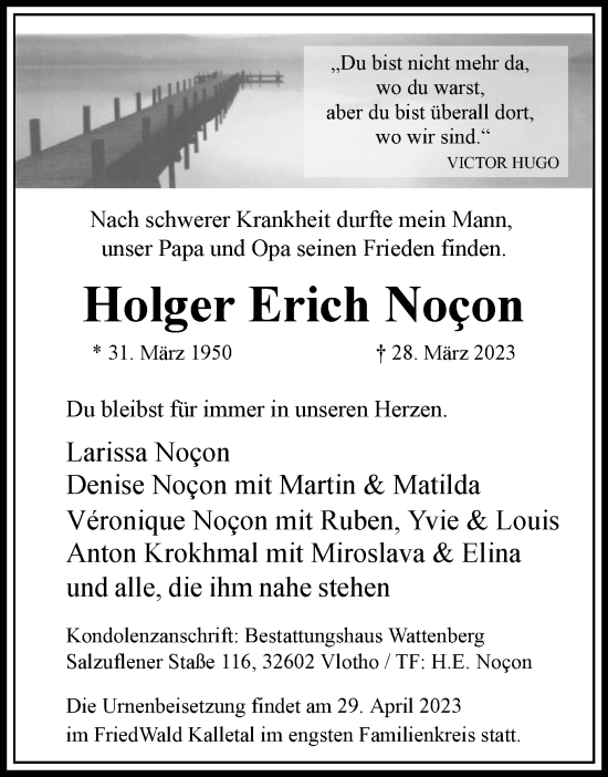 Traueranzeige von Holger Erich Noçon von Westfalen-Blatt