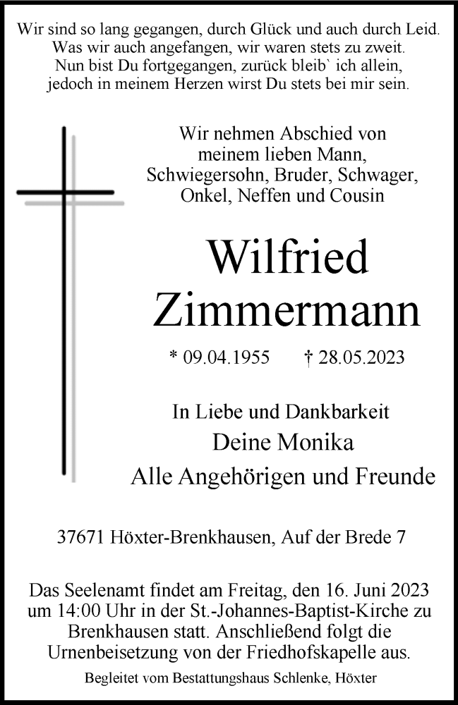  Traueranzeige für Wilfried Zimmermann vom 10.06.2023 aus 