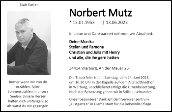 Traueranzeige von Norbert Mutz von Westfalen-Blatt