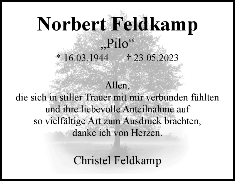 Traueranzeige für Norbert Feldkamp vom 24.06.2023 aus Westfalen-Blatt