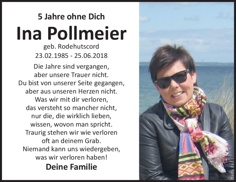  Traueranzeige für Ina Pollmeier vom 24.06.2023 aus Westfalen-Blatt