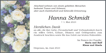 Traueranzeige von Hanna Schmidt von Westfalen-Blatt