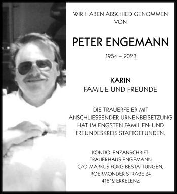 Traueranzeige von Peter Engemann von Westfalen Blatt