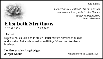 Traueranzeige von Elisabeth Strathaus von Westfalen Blatt