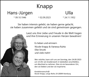 Traueranzeige von Hans-Jürgen und Ulla Knapp von Westfalen Blatt