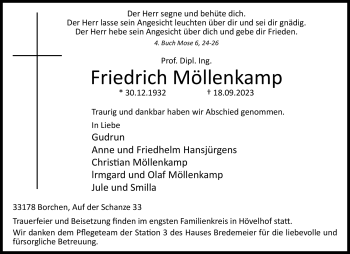 Traueranzeige von Friedrich Möllenkamp von Westfalen Blatt