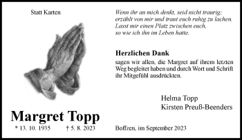 Traueranzeige von Margret Topp von Westfalen Blatt