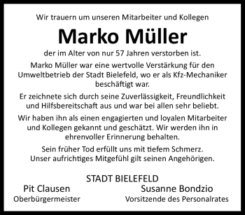 Traueranzeige von Marko Müller von Westfalen Blatt
