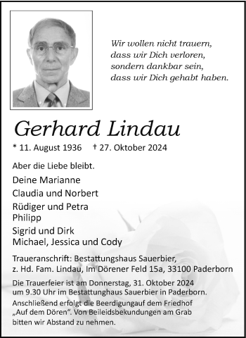 Traueranzeige von   von Westfalen Blatt