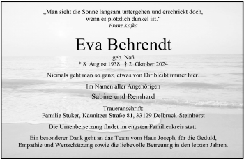 Traueranzeige von Eva Behrendt von Westfalen Blatt