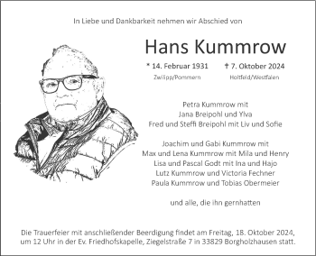 Traueranzeige von Hans Kummrow von Westfalen Blatt