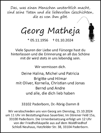 Traueranzeige von Georg Matheja von Westfalen Blatt