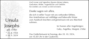 Traueranzeige von Ursula Josephs von Westfalen Blatt