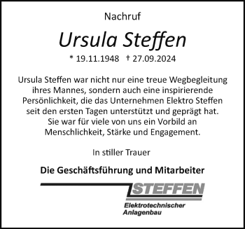 Traueranzeige von Ursula Steffen von Westfalen Blatt