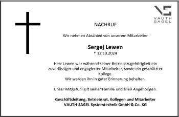 Traueranzeige von Sergej Lewen von Westfalen Blatt