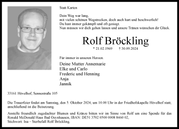 Traueranzeige von Rolf Bröckling von Westfalen Blatt
