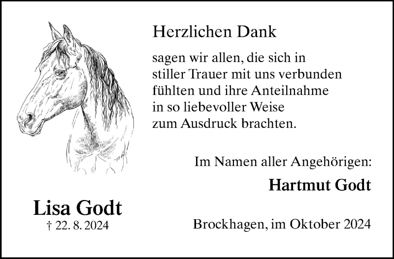 Traueranzeige für Lisa Godt vom 05.10.2024 aus Westfalen Blatt