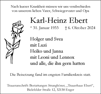 Traueranzeige von   von Westfalen Blatt