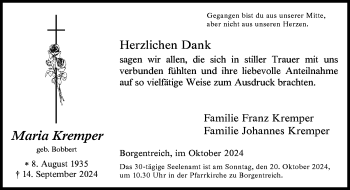 Traueranzeige von Maria Kremper von Westfalen Blatt