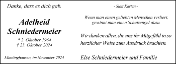 Traueranzeige von Adelheid Schniedermeier von Westfalen Blatt