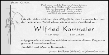 Traueranzeige von Wilfried Kammeier von Westfalen Blatt