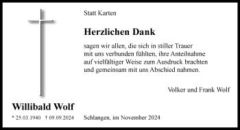 Traueranzeige von Willibald Wolf von Westfalen Blatt