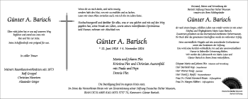 Traueranzeige von Günter A. Barisch von Westfalen Blatt