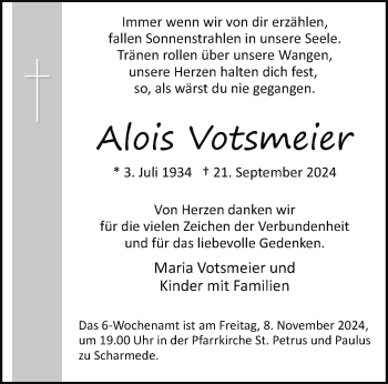 Traueranzeige von Alois Votsmeier von Westfalen Blatt