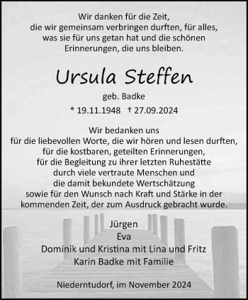 Traueranzeige von Ursula Steffen von Westfalen Blatt