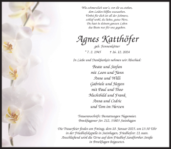 Traueranzeige von Agnes Katthöfer von Westfalen Blatt