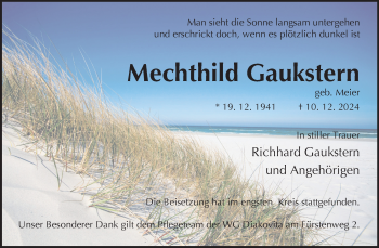 Traueranzeige von Mechthild Gaukstern von Westfalen Blatt