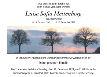 Traueranzeige von Luise Sofia Mettenborg von Westfalen Blatt