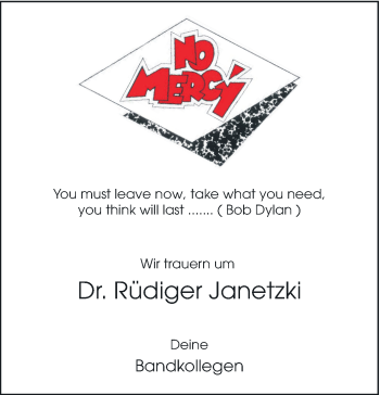 Traueranzeige von Dr. Rüdiger Janetzki von Westfalen Blatt