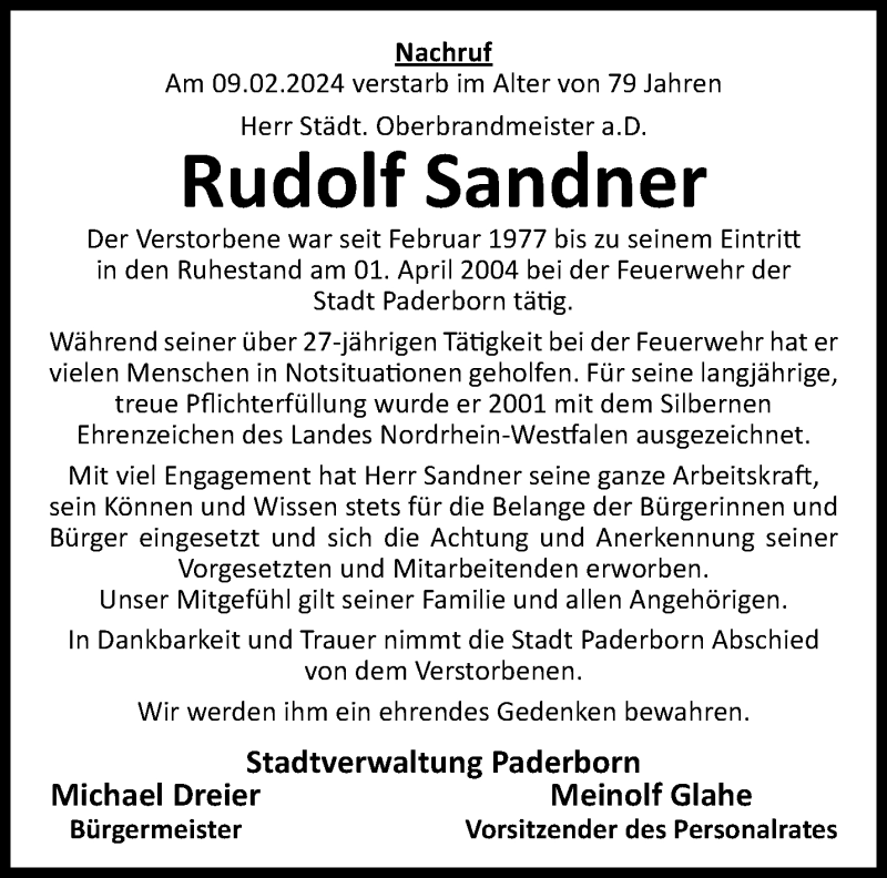  Traueranzeige für Rudolf Sandner vom 17.02.2024 aus Westfalen Blatt