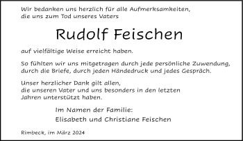 Traueranzeige von Rudolf Feischen von Westfalen Blatt