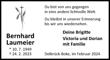 Traueranzeige von Bernhard Laumeier von Westfalen Blatt