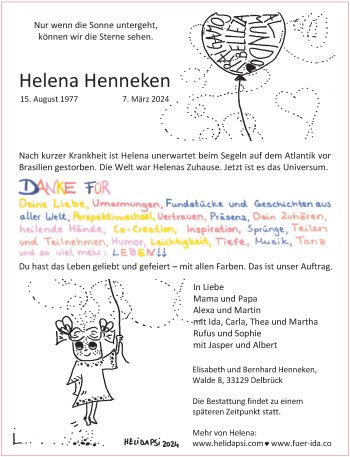 Traueranzeige von Helena Henneken von Westfalen Blatt