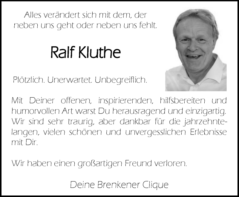  Traueranzeige für Ralf Kluthe vom 20.03.2024 aus Westfalen Blatt