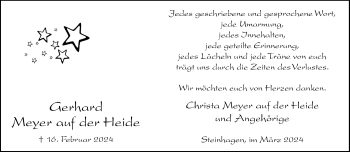 Traueranzeige von Gerhard Meyer auf der Heide von Westfalen Blatt