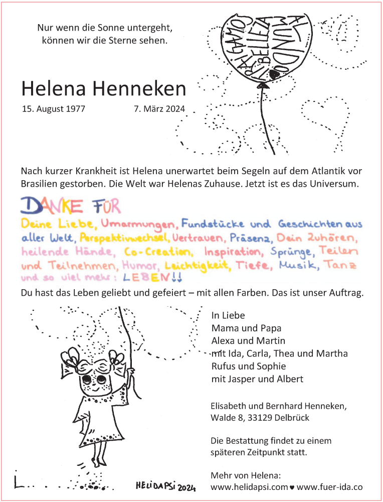  Traueranzeige für Helena Henneken vom 16.03.2024 aus Westfalen Blatt