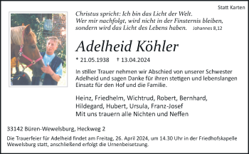 Traueranzeige von Adelheid Köhler von Westfalen Blatt