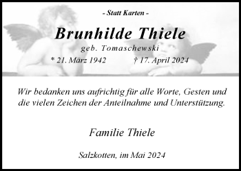 Traueranzeige von Brunhilde Thiele von Westfalen Blatt